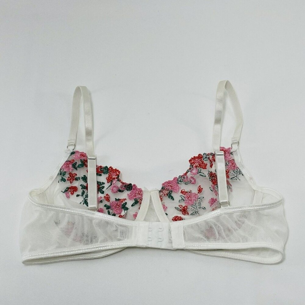 Sexy Romantic Bra See Through Underwear Size S Flower Laced Wired Underwire Red - Picture 2 of 10